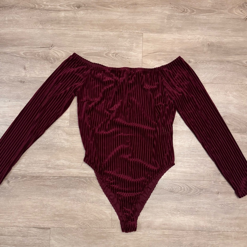 Forever 21 Burgundy Velvet Bodysuit